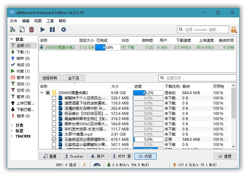 qBittorrent v4.6.4.10 BT下载工具，磁力种子下载工具，便携增强版