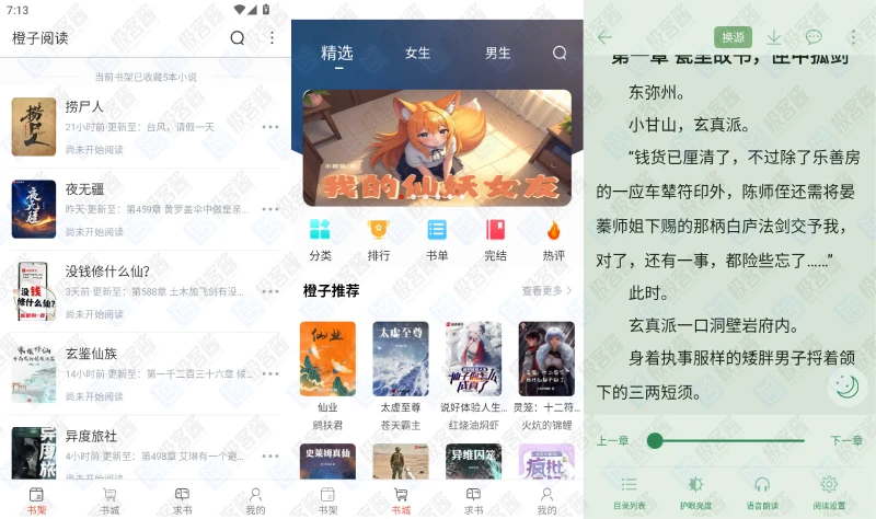 图片[1]-橙子阅读 v1.6.1 去广告版 | 海量小说一网打尽，畅享纯净阅读环境-极客酱